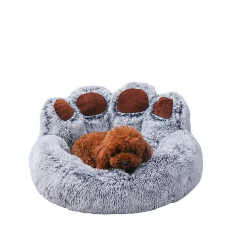 Bear paw donut dog bed in grey